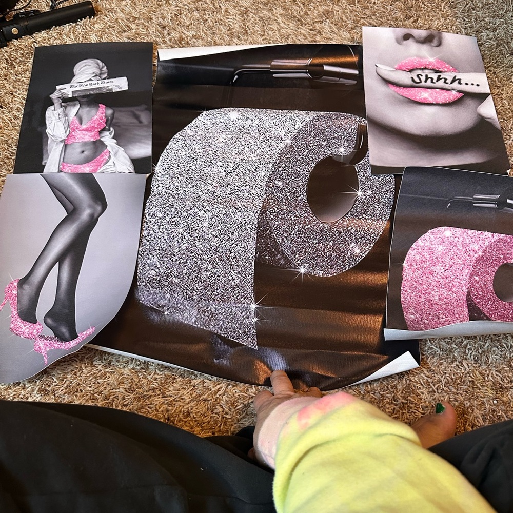 Glitter Bathroom Art Print- Canvas Posters- New